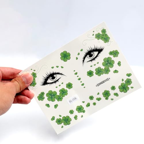 St. Patrick's Day Green Shamrock Face Temporary Tattoos (2pcs)