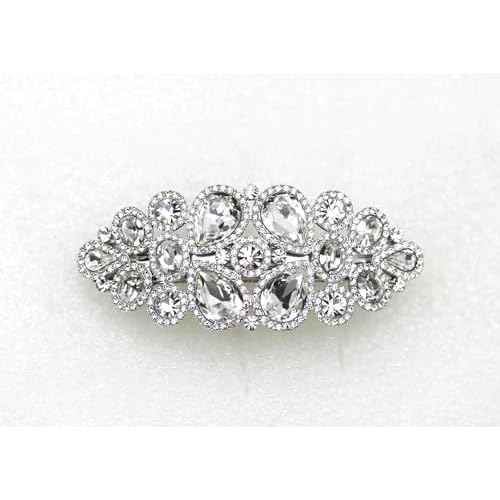 Faship Gorgeous Clear Rhinestone Crystal Floral Hair Barrette Clip