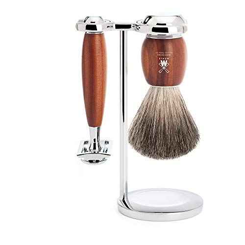 M?HLE VIVO Plumwood 3-piece Pure Badger Safety Razor Shaving Set