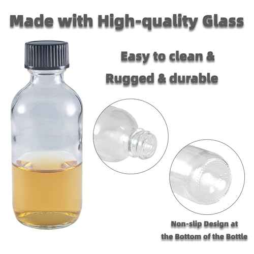 6 Pack 2oz Small Clear Glass Bottles with Lids, Leak-proof 60mL Shot Bottles with Caps for Wellness, Ginger, Essential Oils, Liquids, Potion, Juice, Personal Care & Beauty