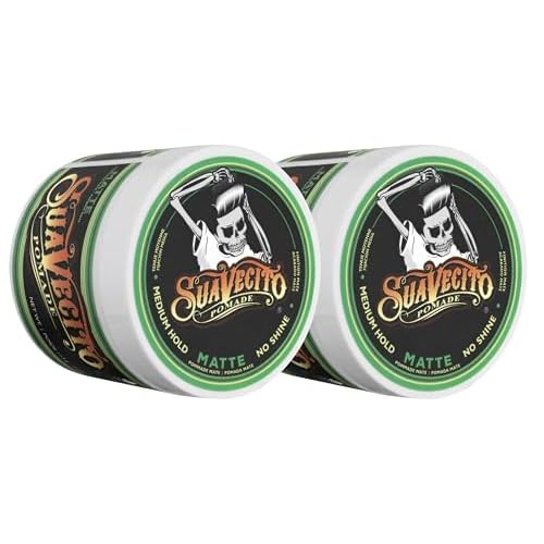 Suavecito Pomade Matte (Shine-Free) Formula 4 oz, 2 Pack - Medium Hold Hair Pomade For Men - Low Shine Matte Hair Paste For Natural Texture Hairstyles
