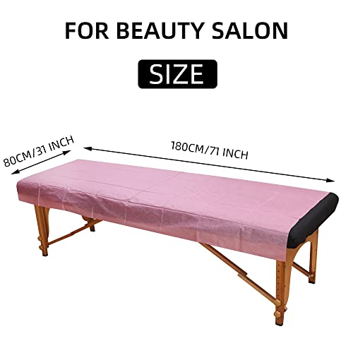 Uralili 100PCS Pink Disposable Breathable Massage Table Sheets 31x70 Inch