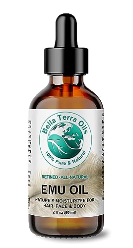 Bella Terra Oils - Emu Oil 2 oz - Authentic Australian Emu Essence, Packed with Vitamin E, A & Fatty Acids, Delicate Skin Soothing Formula