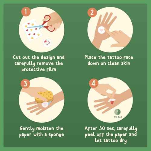 Temporary tattoos for kids - 120 PCS Non-Toxic & Skin-Friendly Fake Tattoos for Boys and Girls I Easy to Apply & Remove | Dermatologically Tested ¡°Very Good¡± I Kids tattoos temporary