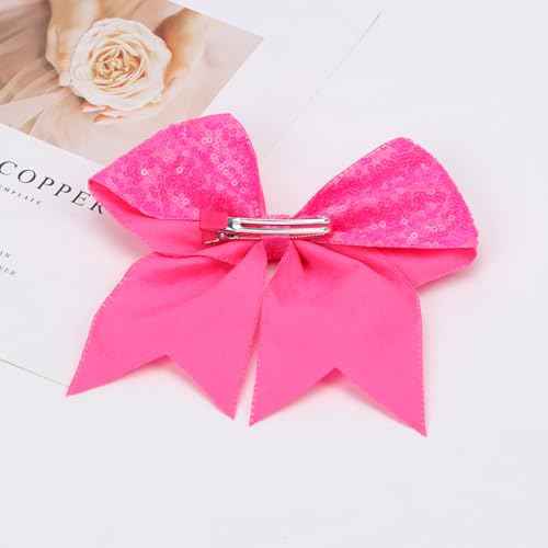 Large Big 7 Inch Glitter Bow Clip Sequin Bling Party Hair Accessories for Women Teens Girls Kids 1 Pcs (Hot Pink2)