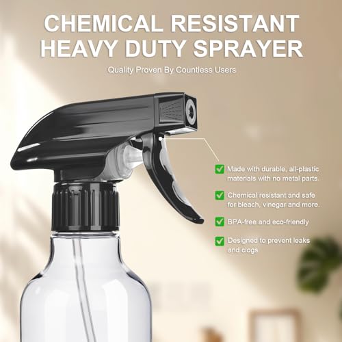 Uineko 10 Oz Spray Bottle 2-Pack, Mist & Stream, BPA-Free
