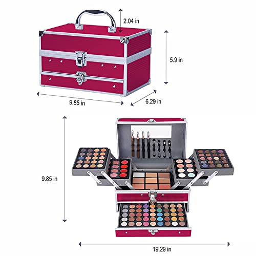 UNIFULL 132-Color Makeup Kit with Brushes & Mirrors