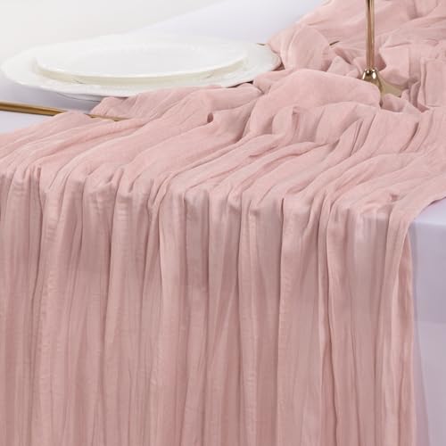 Socomi Pink Cheesecloth Table Runner 120 inch