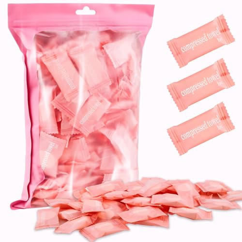 150Pcs Compressed Towel Tablets, Portable Mini Compressed Towels, Disposable Face Towel Washcloths for Travel, Beauty, Home Hand Wipes, Camping, Hiking, Outdoor Activities,Individually Wrapped MEQHUO