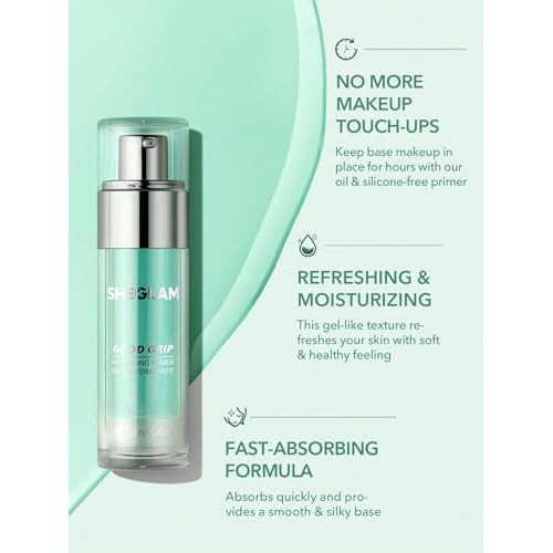 SHEGLAM Good Grip Hydrating Primer Oil Control Moisturizing Primer Gel Smooth Fine Lines Oil And Silicone-Free Face Primer-Green