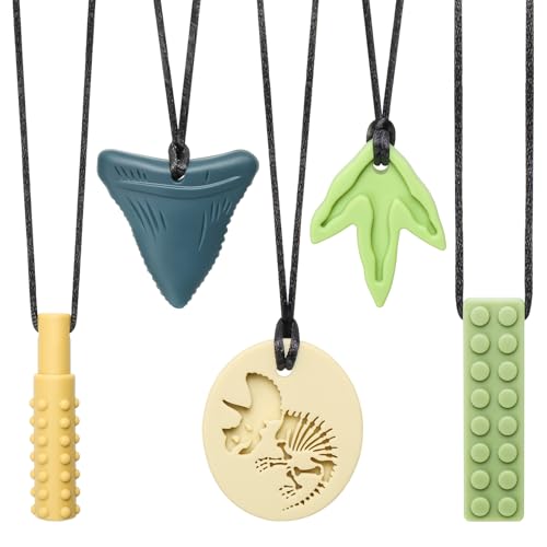 MISSLILI Dinosaur Sensory Chew Necklace - BPA-Free Silicone for Autism & ADHD