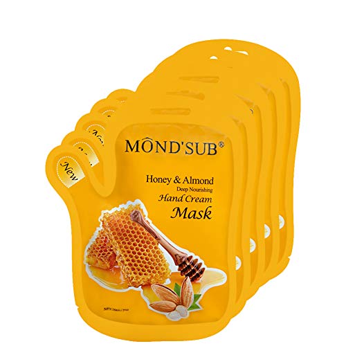 MOND'SUB Honey & Almond Hydrating Hand Mask Gloves for Dry Hands - 5 Pairs