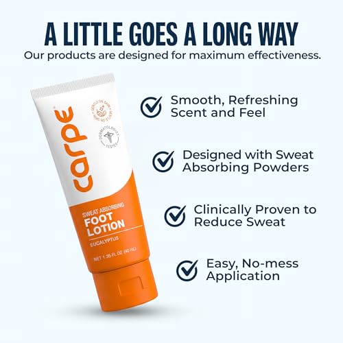 Carpe Sweat Absorbing Foot Lotion with Applicator - Eucalyptus, 1 Tube