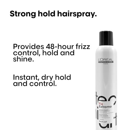 L'Or?al Professionnel Paris Fix Extreme Lacquer - Strong Hold Hairspray For All Hair Types, Anti-Frizz and Shine, Packaging May Vary