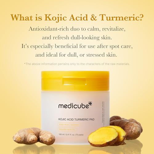 Medicube Kojic Acid Turmeric Toner Pads for Troubled Skin, 70 Pads