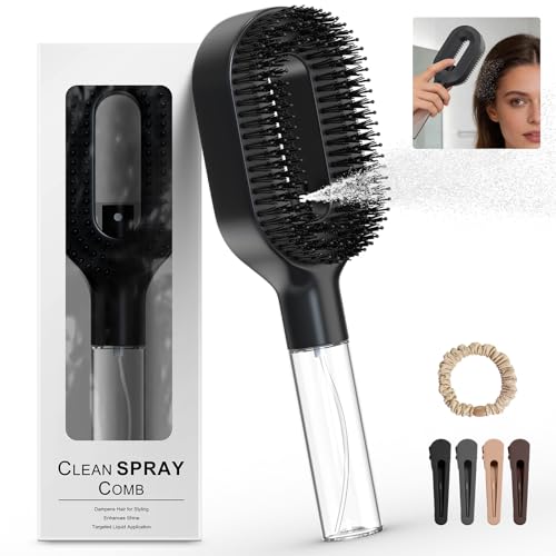 Misting Hair Brush with Water Spray – 2-in-1 Detangling Brush
