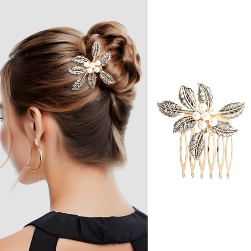 Vintage Hair Combs Set of 6 - Decorative Rhinestone & Pearl