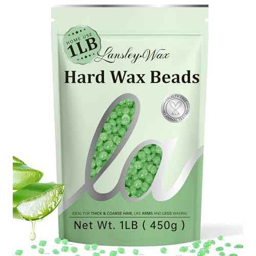LANSLEYWAX Aloe Hard Wax Beads, 1LB Wax Beans for Sensitive Skin & Full-Body Hair Removal, Brazilian/Bikini/Face/Legs/Eyebrow/Armpit/Chest Waxing Refill at Home for Women & Men, Stripless Formula