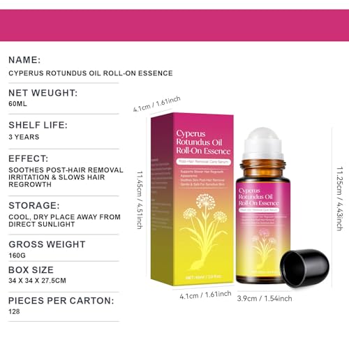 Cyperus Rotundus Oil Roll-On for Gentle Hair Removal - 2.02 Fl Oz