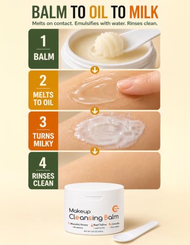 Grocerism Makeup Remover Balm with Manuka Honey & Tallow 3.53 oz – Waterproof & Gentle Cleansing