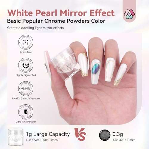 Saviland Nail Art Kit: 12 Colors 0.5mm Nail Polish Pens for Nail Art Design & 1g White Pearl Chrome Powder for Gel Nail Polish