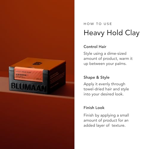 BluMaan Heavy Hold Clay for Men's Thick Hair - 2.5 oz
