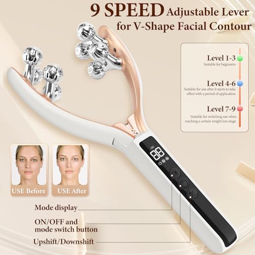 Red Light Face Roller Massager with 3D Contour Head