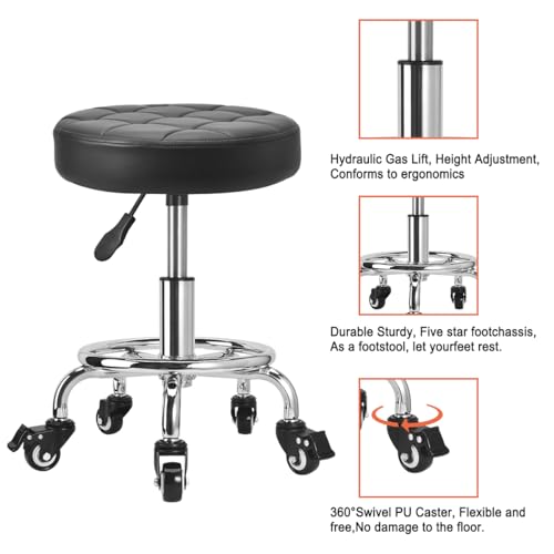 Adjustable Height Roller Stool with Wheels for Garage
