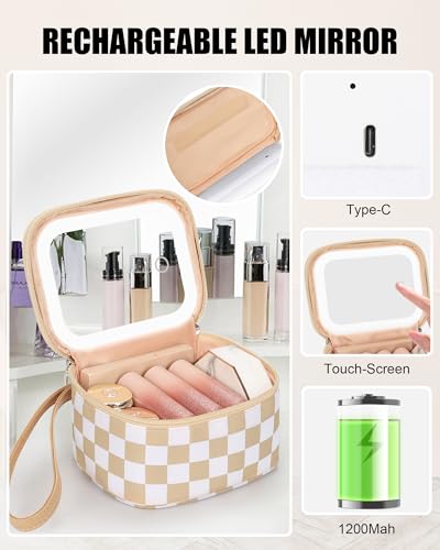 Relavel Mini Makeup Bag with LED Mirror, Rechargeable