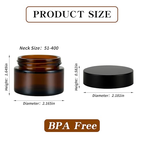 YONKAN Amber 2oz Reusable Glass Storage Jars Pack of 24 with Leak-Proof Cap