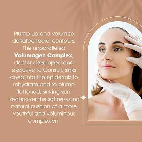 Consult Beaute Volumagen - Collagen Facial Serum Concentrate for Nourishing & Plumping Skin - Hydrates and Temporarily Fills for Smoother, Bouncy Skin - Hyaluronic Acid & Vitamin C - 2 Fl. Oz.