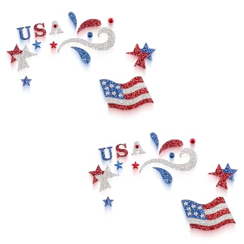 USA Flag Face Gems - Self-Adhesive Patriotic Stickers (2PCS)