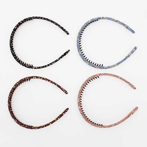 Zig Zag Headbands for Women (Pack of 4) Non-Slip Hair Bands