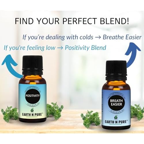 Earth N Pure Natural Essential Oil Blend- Pack of 2 | For Breath Easier & Positivity | 15ml each