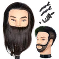 Male Mannequin Head 100% Human Hair with Clamp Stand