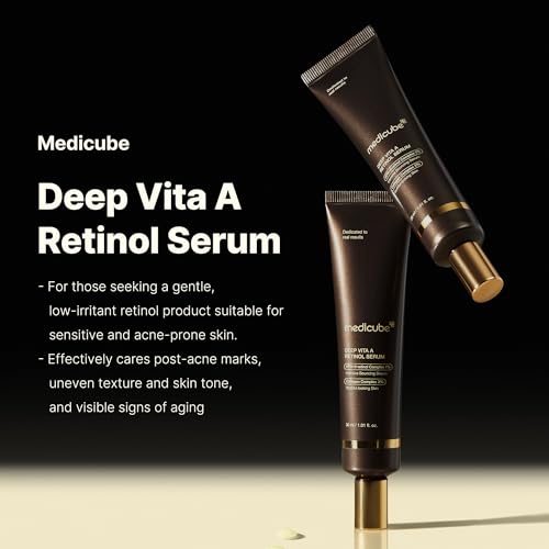 Medicube Deep Reviving Bakuchiol Retinol Facial Serum - Anti-Aging 4th Gen Retinol & Bakuchiol - Targets Fine Lines, Uneven Skin Tone, Blemish Scars - Korean Skin Care, Low Irritant, 1.69 oz