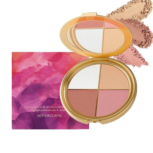 Domality 4-in-1 Eye & Cheek Makeup Palette with Highlighter & Contour