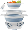 Gevoli Collapsible Colanders 3-Pack with Over-Sink Draining Base