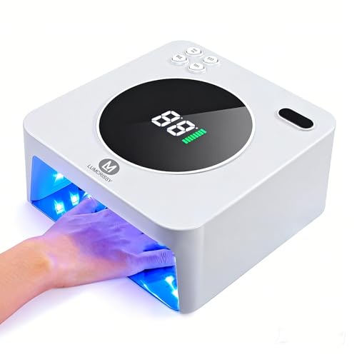 UV LED Nail Lamp Cordless 76W Rechargeable Professional 45 Beads Gel Nail Light with Touch Display, Auto Sensor 4 Timer Settings for Salon and Home