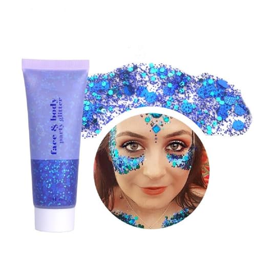 2 Pcs Body Glitter Gel, Neon Outfit Glow Party for Face and Body Hair Face Nail Glitter Stick Makeup.(06-White Moonbeam)