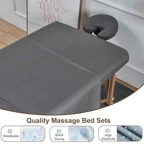 4 Set Massage Table Sheets Sets, 12Pcs Reusable Soft Microfiber Massage Bed Sheets Sets Bulk Includes Massage Table Cover Massage Fitted Sheet and Massage Face Rest Cover for Salon Spa