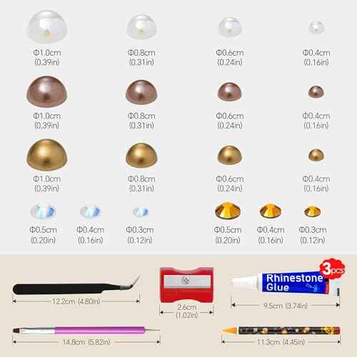 60g Champagne Gold Flatback Rhinestones Half Pearls for Crafting, Mixed Size 3mm-10mm Resin Rhinestones for Bedazzling, Small Pearls for DIY Tumblers Mugs Nail Art Shoes Clothes with Glue