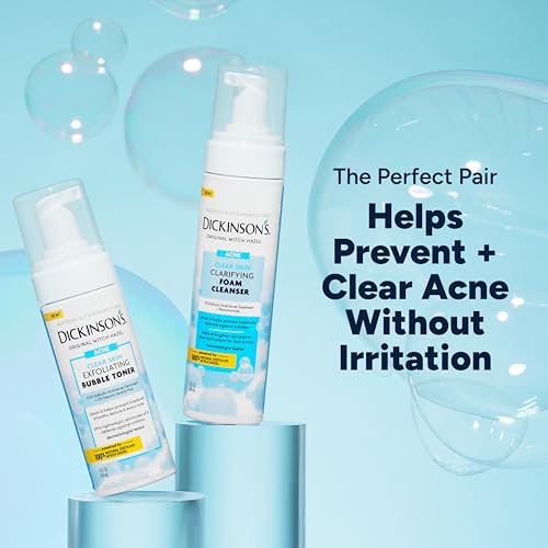 Dickinson¡¯s Witch Hazel Exfoliating Bubble Toner with 0.5% Salicylic Acid, Glycolic Acid & Niacinamide | Clears Pores, Smooths Texture, Brightens Skin | Alcohol-Free, Fragrance-Free | 5 Fl Oz