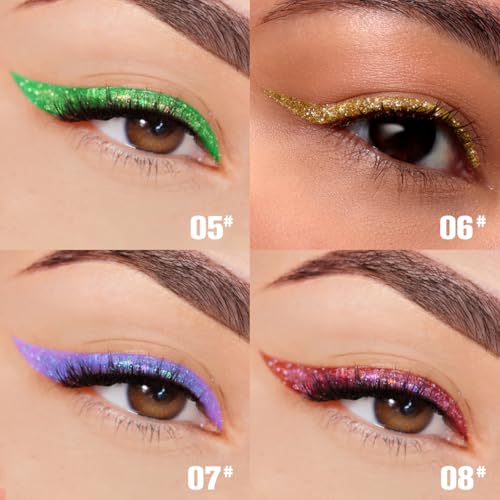 PHOFAY 8-Piece Liquid Glitter Eyeliner Set - Waterproof