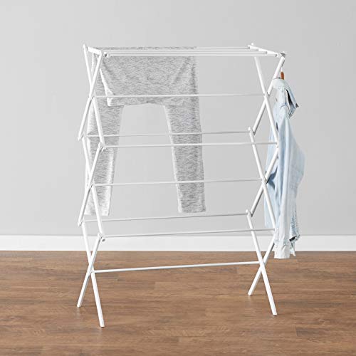 Amazon Basics Foldable Laundry Rack for Air Drying Clothing - 29.4 x 14.8 x 41.9 inches (LxWxH), White