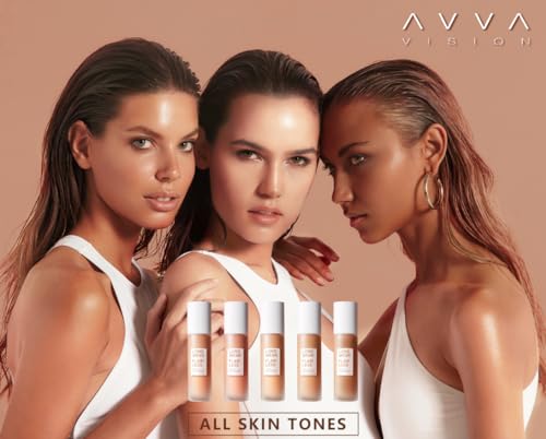 AVVA VISION Liquid Foundation Makeup Natural True Skin Tone Full Coverage Concealer Flawless Complexion Blendable Longwear, 101, 1 fl. oz.