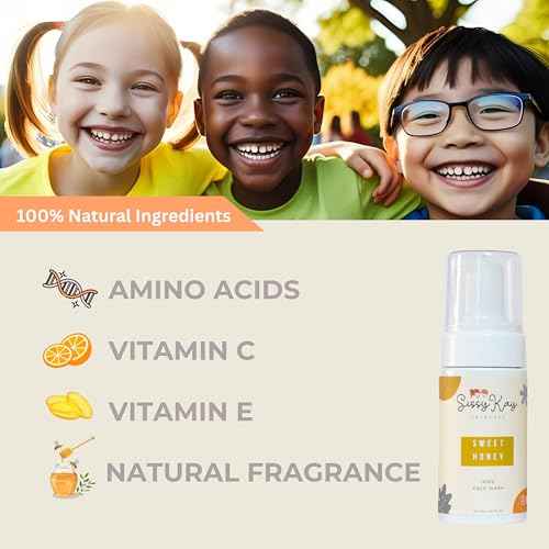 Kids Foaming Face Wash for Boys, Girls - Natural Face Wash For Kids - Gentle Honey Cleanser With Vitamin C & Vitamin E -Tear Free For Sensitive Skin - Honey - 100 ml