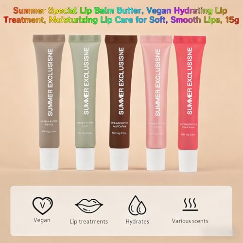 5 Colors Tinted Lip Butter Balm Set – Hydrating & Nourishing