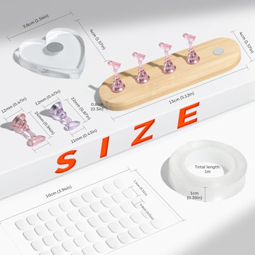 Modelones Nail Art Stand Set with Wide Display Bases & Magnetic Tips - Press On & Nail Tips Holder