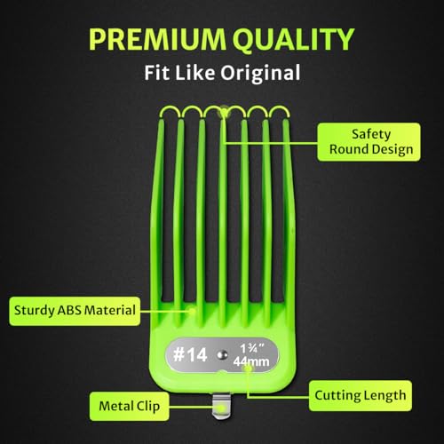 Extra Long Clipper Guards Set Compatible with Andis Master, Oster Fast Feed, Andis AAC-1, GC, LCL, ML, PM-1, PM-2, RCAC,RS-1,US-1, Size: #10, 12, 14, 16 (Length: 1.25", 1.5", 1.75",2¡±)